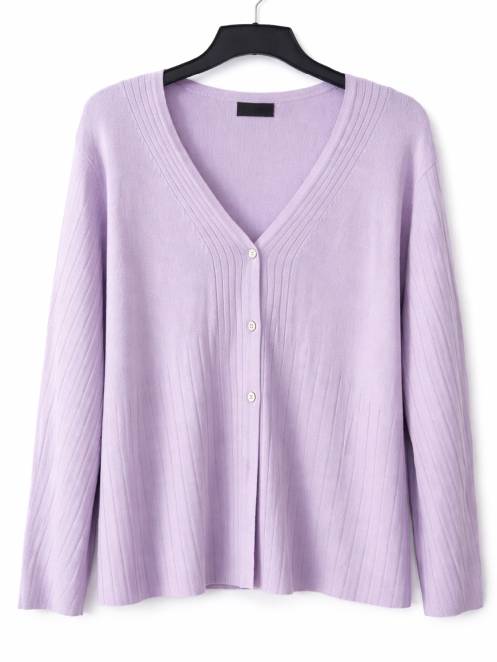 Adolfo Lavender Cardigan Sweater Ribbed Knit Button Front Top